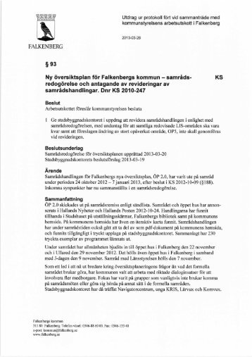 Ny Ã¶versiktsplan fÃ¶r Falkenbergs kommun - Intranet