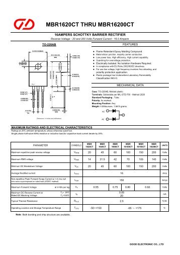 MBR1620CT THRU MBR16200CT