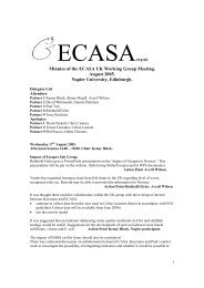 Minutes of the ECASA UK Working Group Meeting. August 2005 ...