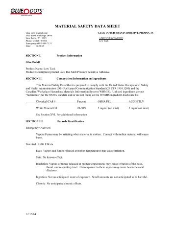 Material Safety Data Sheets for Low Tack Glue Dots.pdf