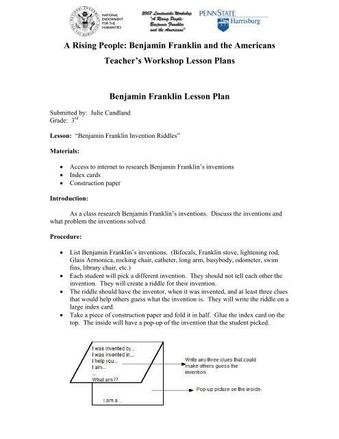 Benjamin Franklin Invention Riddles