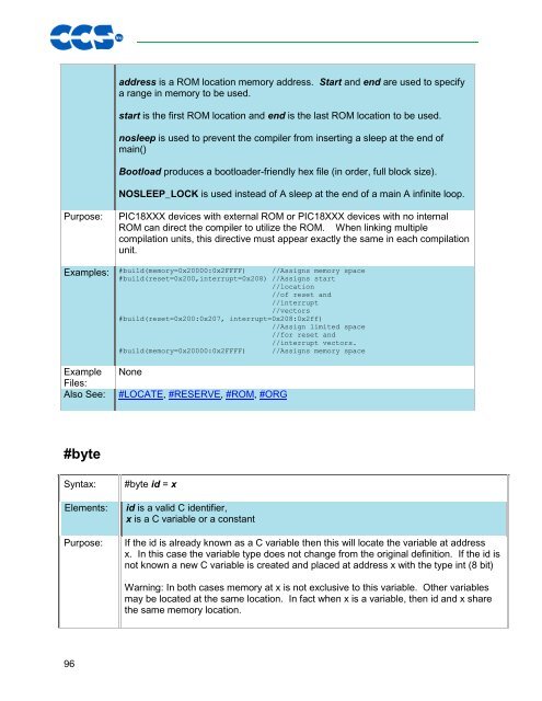 CCS C Compiler Manual PCB / PCM / PCH