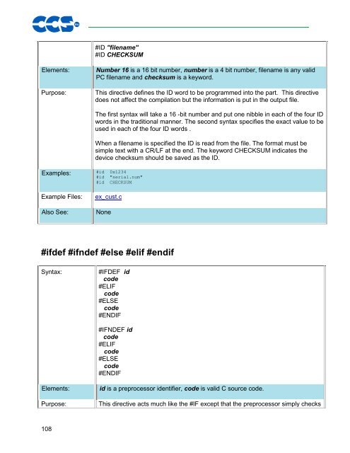 CCS C Compiler Manual PCB / PCM / PCH