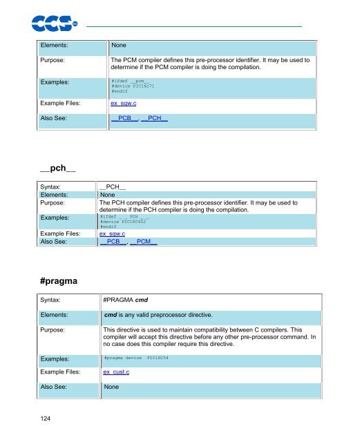 CCS C Compiler Manual PCB / PCM / PCH