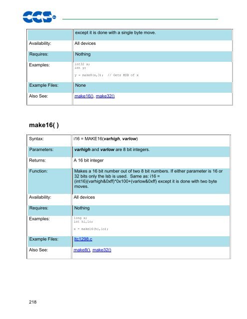 CCS C Compiler Manual PCB / PCM / PCH