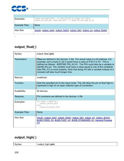 CCS C Compiler Manual PCB / PCM / PCH