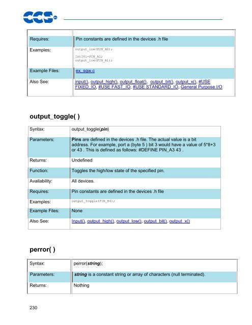 CCS C Compiler Manual PCB / PCM / PCH