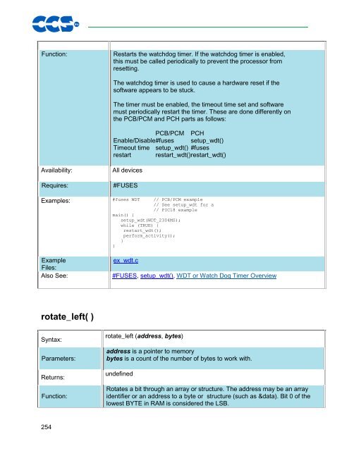 CCS C Compiler Manual PCB / PCM / PCH