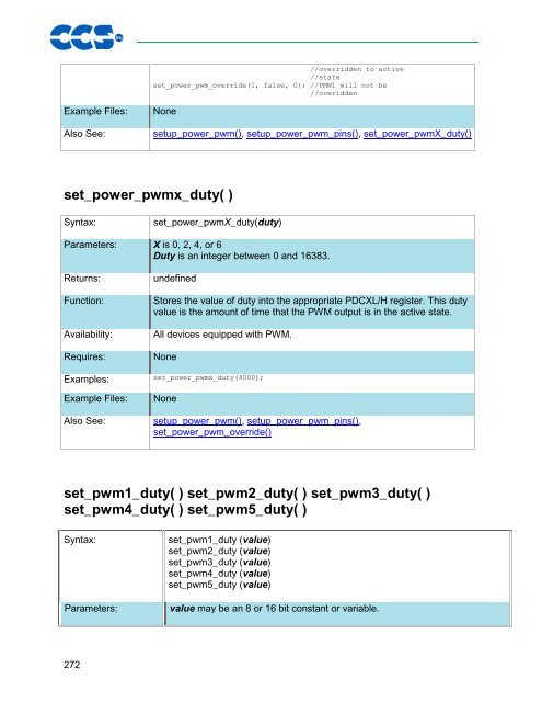 CCS C Compiler Manual PCB / PCM / PCH