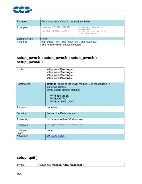 CCS C Compiler Manual PCB / PCM / PCH