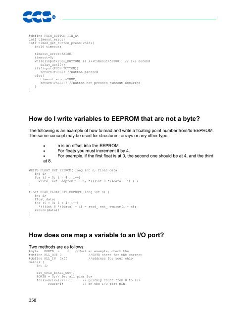 CCS C Compiler Manual PCB / PCM / PCH