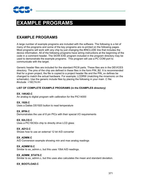 CCS C Compiler Manual PCB / PCM / PCH