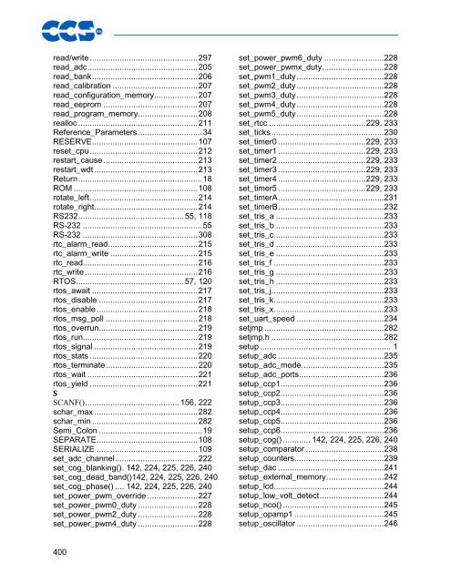 CCS C Compiler Manual PCB / PCM / PCH