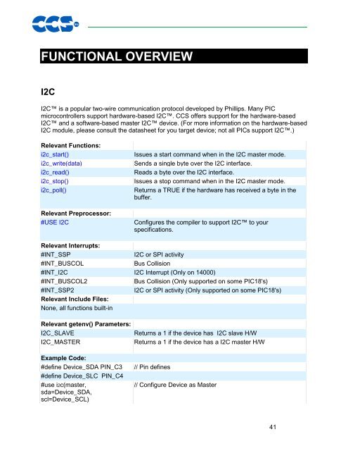 CCS C Compiler Manual PCB / PCM / PCH
