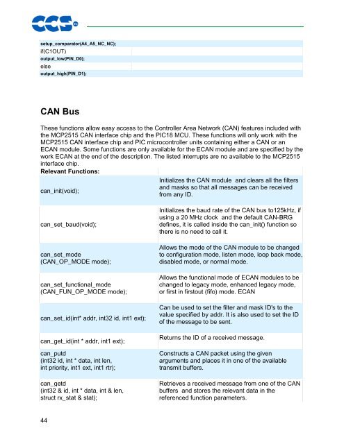 CCS C Compiler Manual PCB / PCM / PCH