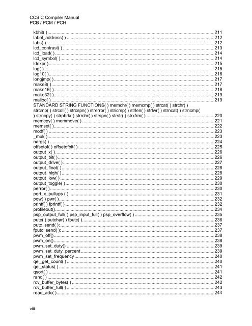 CCS C Compiler Manual PCB / PCM / PCH