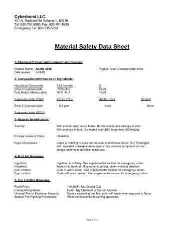 Material Safety Data Sheet - The Glu Guru