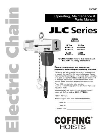 JLC Series - Hoists Direct