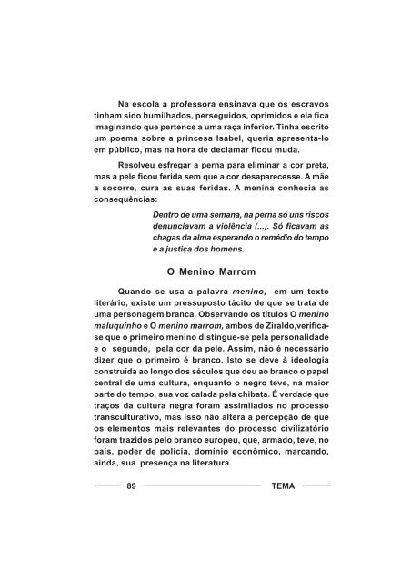PRECONCEITO ÉTNICO NA LITERATURA BRASILEIRA DESTINADA À INFANCIA E À JUVENTUDE