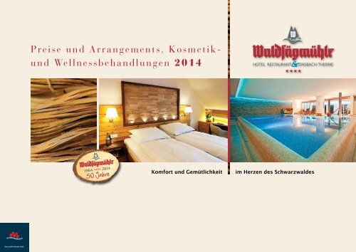 Preise und Arrangements, Kosmetikund Wellnessbehandlungen 2014