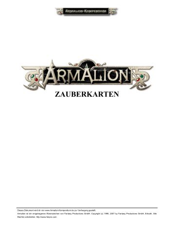 ZAUBERKARTEN - Armalion-Kompendium