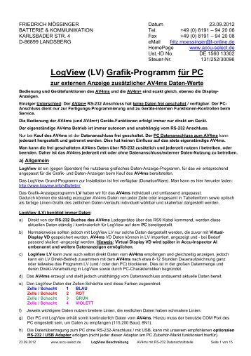 LogView (LV) Grafik-Programm fÃ¼r PC - Accu-Select