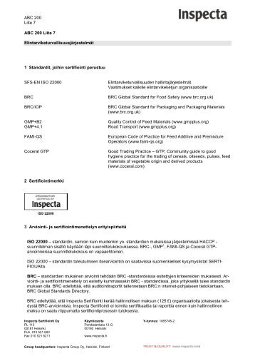 ABC 200 LIITE 7 ElintarviketurvallisuusjÃ¤rjestelmÃ¤t.pdf - Inspecta