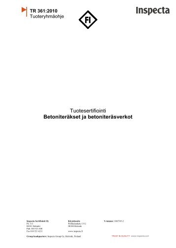 TR 361 BetoniterÃ¤kset ja betoniterÃ¤sverkot - Inspecta