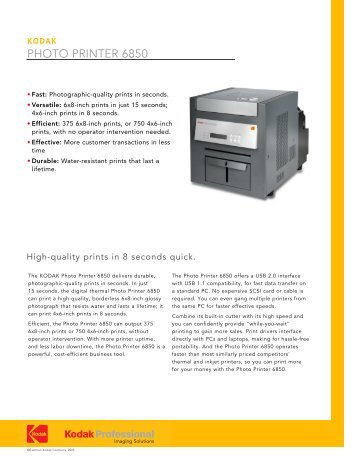 PHOTO PRINTER 6850 - Support Home Page - Kodak