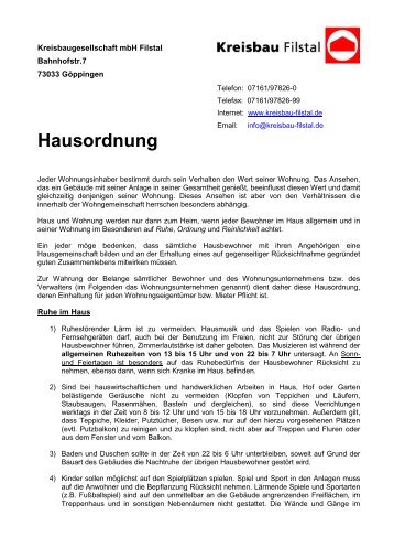 Hausordnung - Kreisbau Filstal