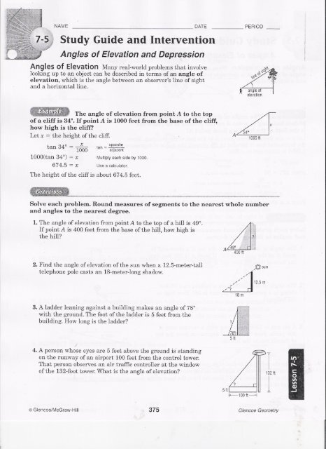 Angles Of Elevation And Depression Arapahoe High School