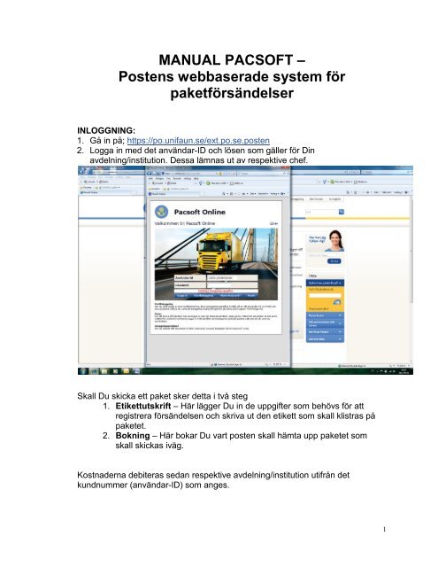 MANUAL PACSOFT â€“ Postens webbaserade system fÃ¶r ... - SLU