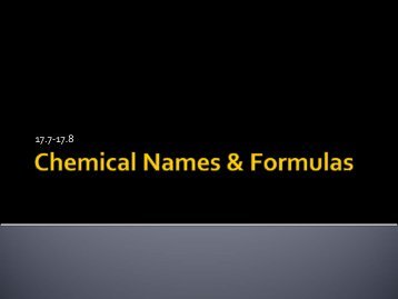 Chemical Names & Formulas - Arapahoe High School