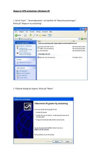 Skapa en VPN-anslutning i Windows XP