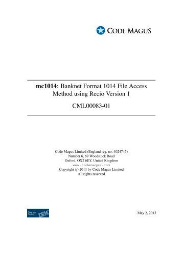 Banknet Format 1014 File Access Method using Recio Version 1 ...