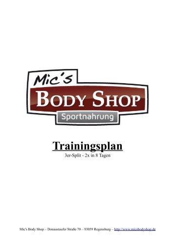 Trainingsplan 3er Split - Mic's Body Shop