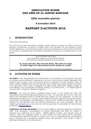 Rapport d'activitÃ© - Association suisse des Amis du Dr Janusz Korczak