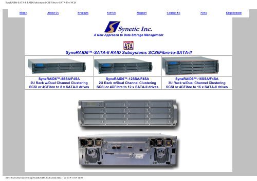 SyneRAID6-SATA-II RAID Subsystems SCSI/Fibre-to-SATA-II w/NCQ