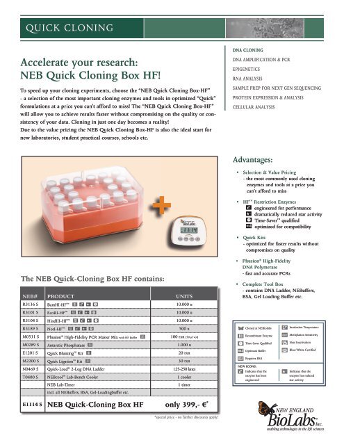 Accelerate your research: NEB quick cloning Box Hf! - Lab-JOT