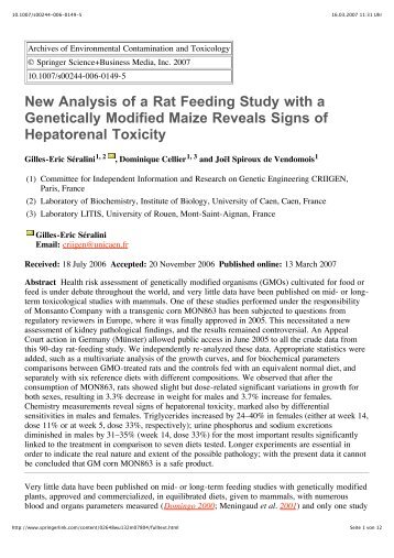 New Analysis of a Rat Feeding Study with a Genetically Modified ...