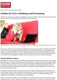 Artikel: Gefahr im Netz- Mobbing und Grooming - Kleine Zeitung