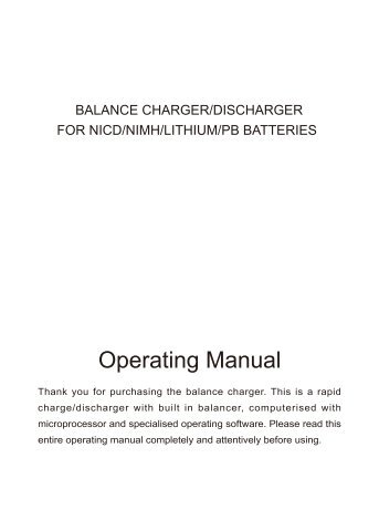 balance charger/discharger for nicd/nimh/lithium/pb batteries