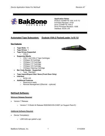 Automated Tape Subsystem: Exabyte VXA-2 PacketLoader 1x10 1U ...