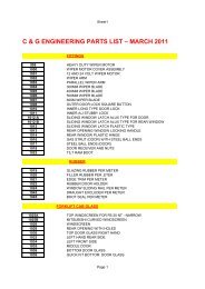 C & G ENGINEERING PARTS LIST â MARCH 2011 - Machinery Cabs