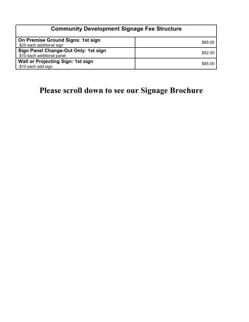 Sign Permit Application, Fees, and Brochure - Town of Kernersville