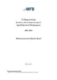 MFB AgrÃ¡rfejlesztÃ©si Hitelprogram RefinanszÃ­rozÃ¡si EljÃ¡rÃ¡si Rend