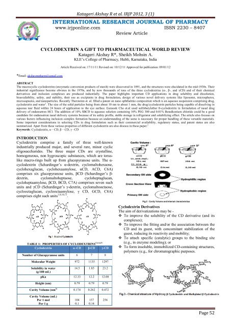 cyclodextrin a gift to pharmaceutical world review - International ...