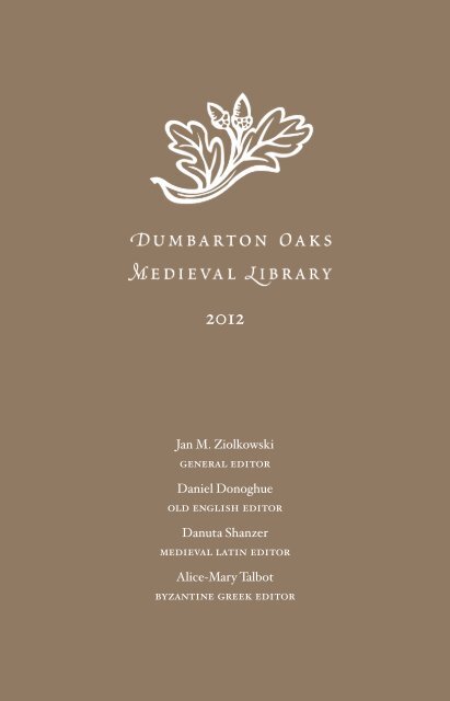 Dumbarton Oaks Medieval Library 2012 - Harvard University Press