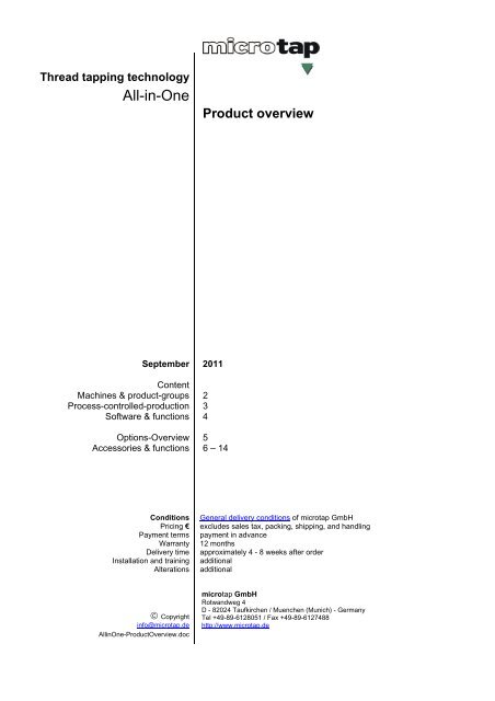 Product overview - microtap GmbH