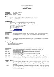 CURRICULUM VITAE for Dr. IstvÃ¡n HernÃ¡di Full name ... - neurobio